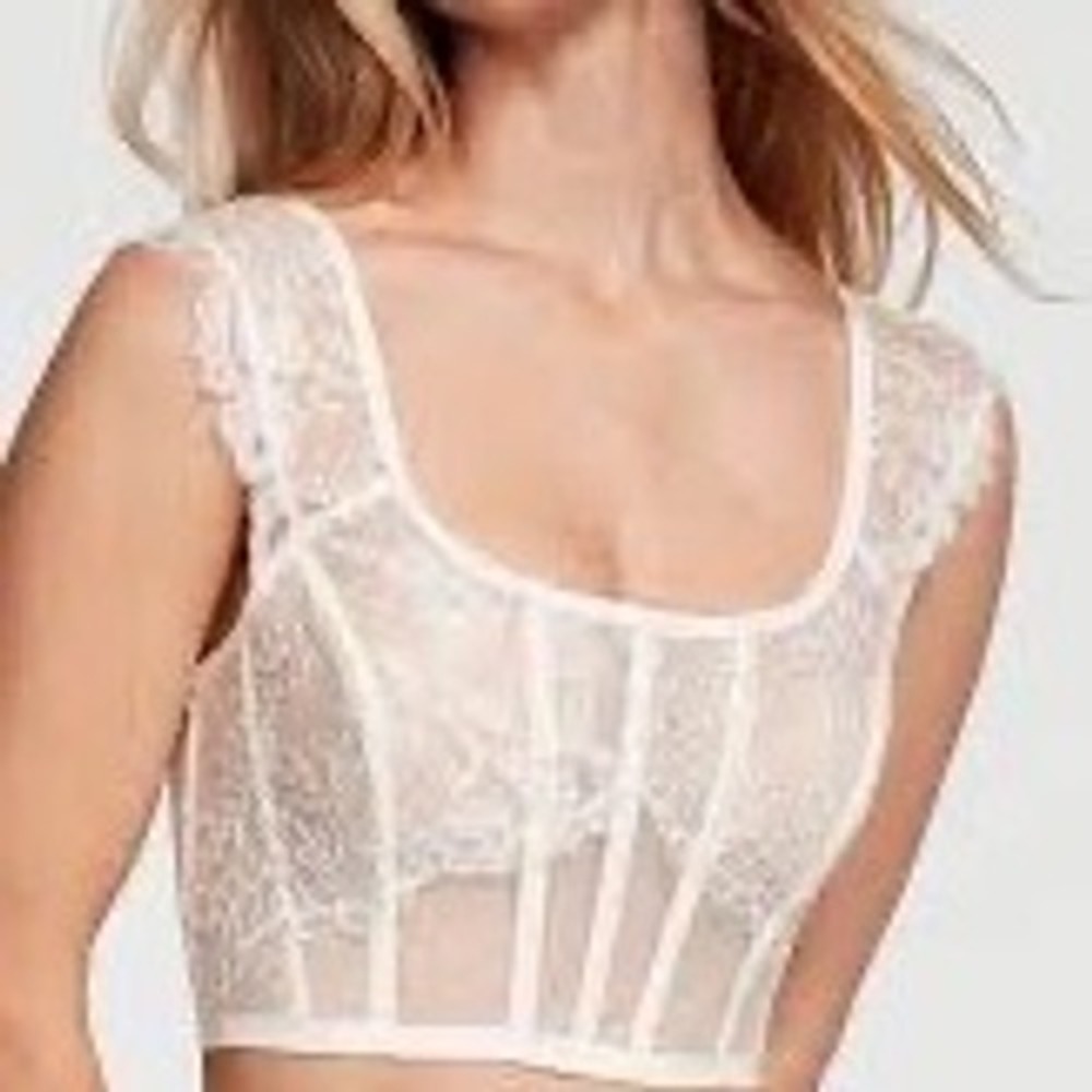 Victorias Secret Dream Angels White Lace Corset Top Bustier M 211608-QBC